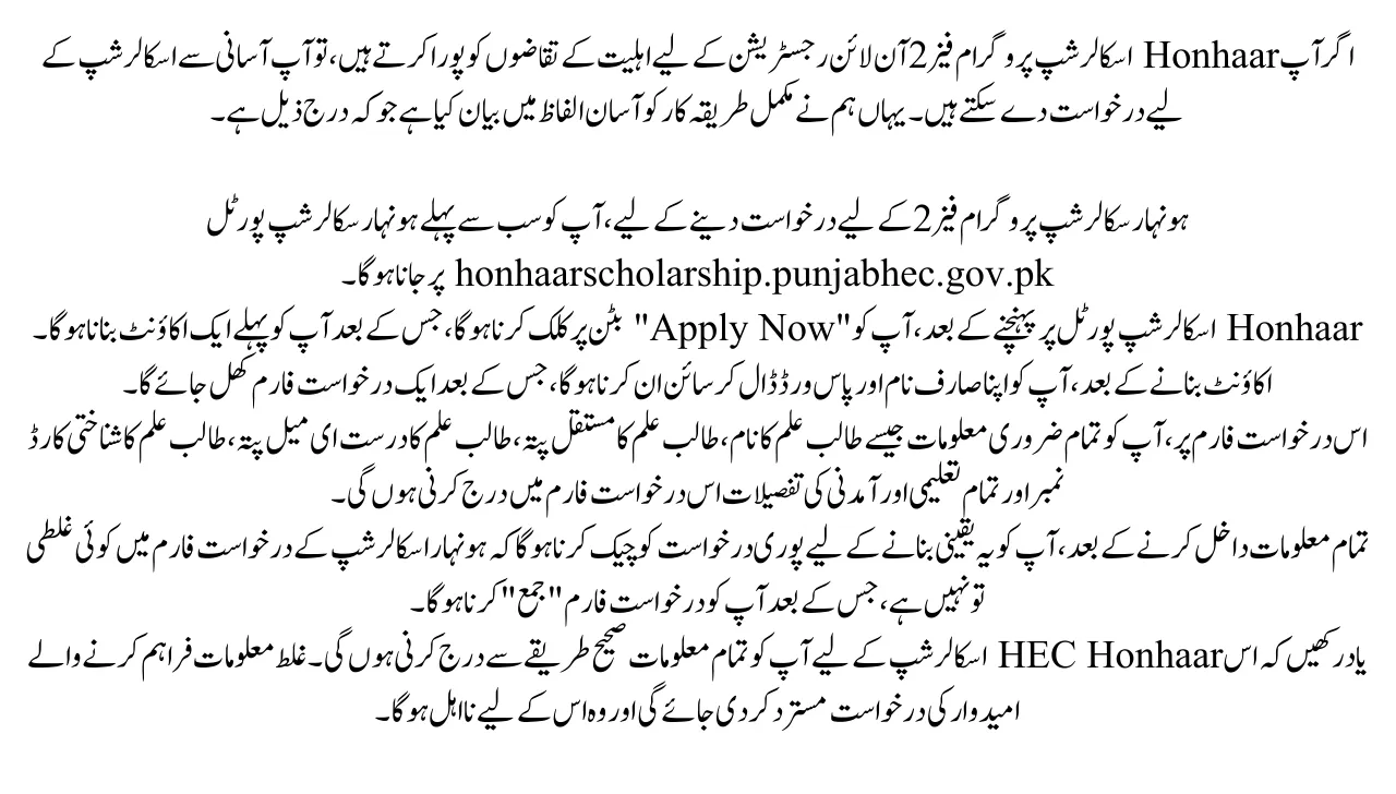 How to Apply Online for Honhaar Scholarship Program Phase 2